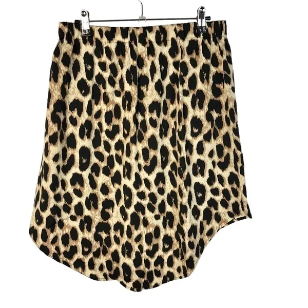 Boutique Light Brown Leopard Print Dip Hem Mini Skirt‎ XL - Image 2