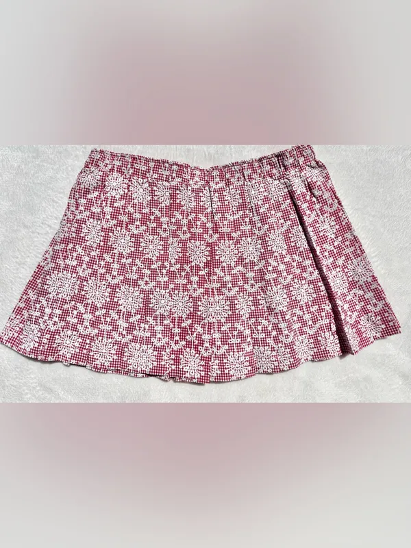 Bailey Rose Gingham Lace Print Pleated Mini Skirt Size Small - Image 8