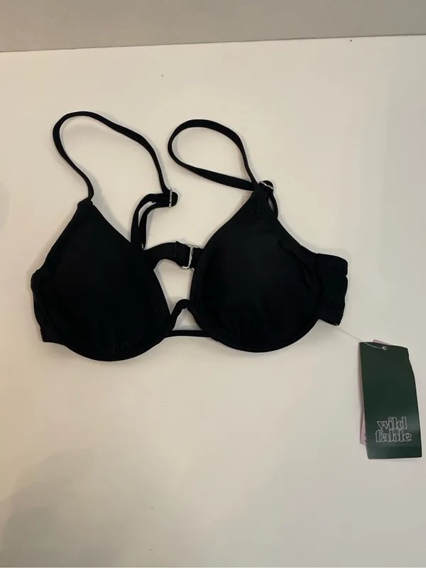 Wild Fable Classic Black Bikini Top w/ Removable Pads. Underwire. Size: XXS (00) - Image 2