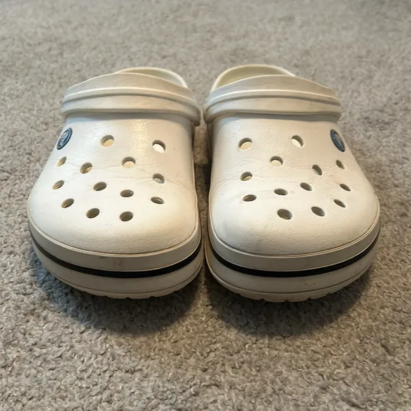 Crocs Crocband Clogs White Black Stripe Sporty‎ Slip On Shoes Womens 8 Mens 6 - Image 3