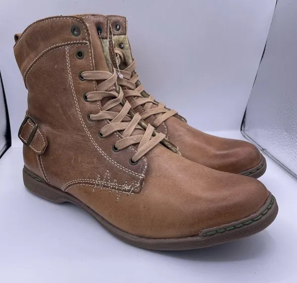 Steve Madden leather fur fleece lined tan lace up boots Size 9 - Image 2