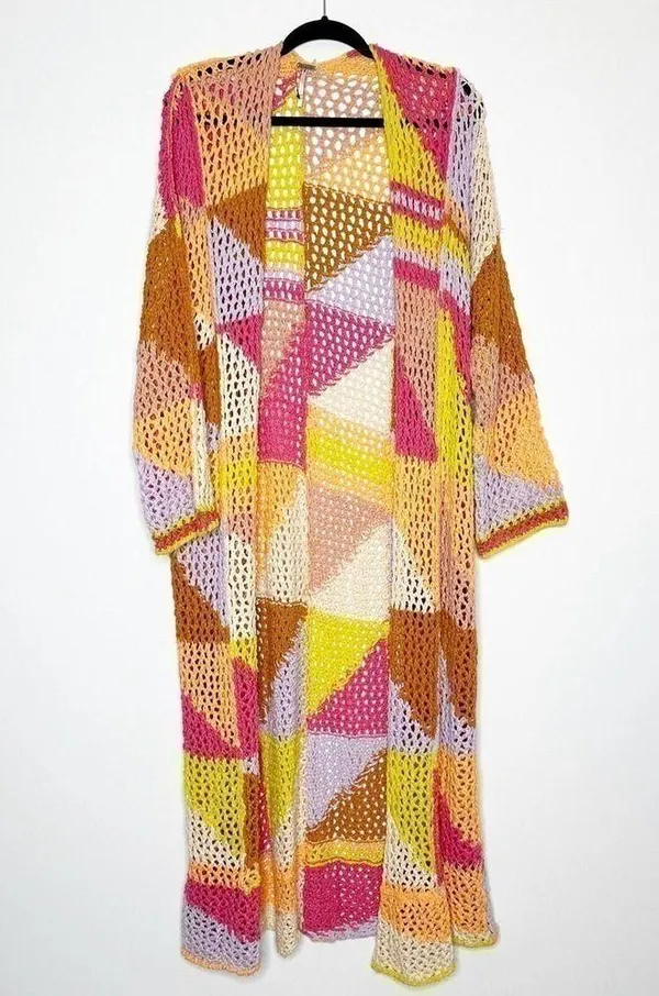 NWOT Free People Chasing Rainbows Long Cardigan Duster Crochet Size XS/S - Image 2