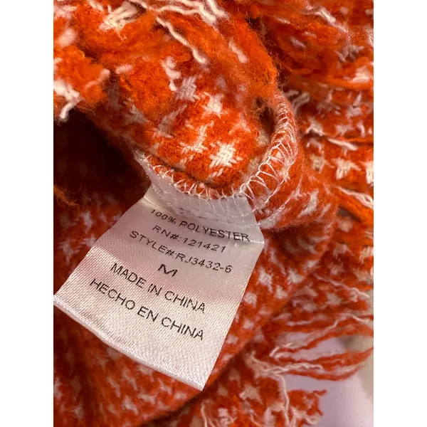 Ellison Orange Houndstooth Tweed Fringe‎ Hem Jacket Medium Shacket - Image 4