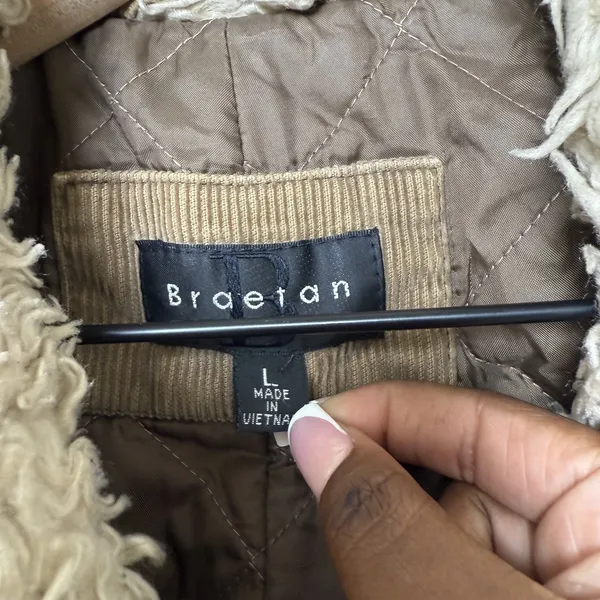 VTG 90s y2k Braetan Women Sherpa Lined Corduroy Jacket‎ Large Brown Western Boho - Image 4