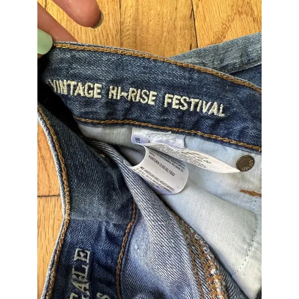 American Eagle Size 4 Hi Rise‎ Festival Shorts Denim Jean Cutoffs - Image 4