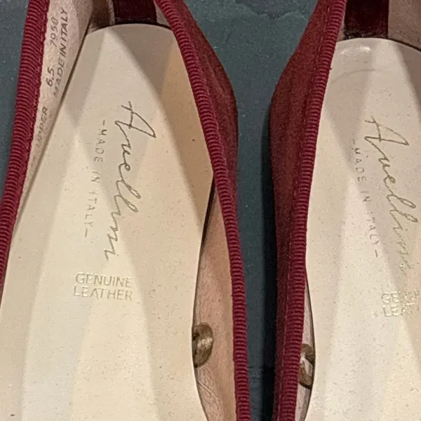Avellini Wine Red Suede Square Toe Ballet Flats - Image 4