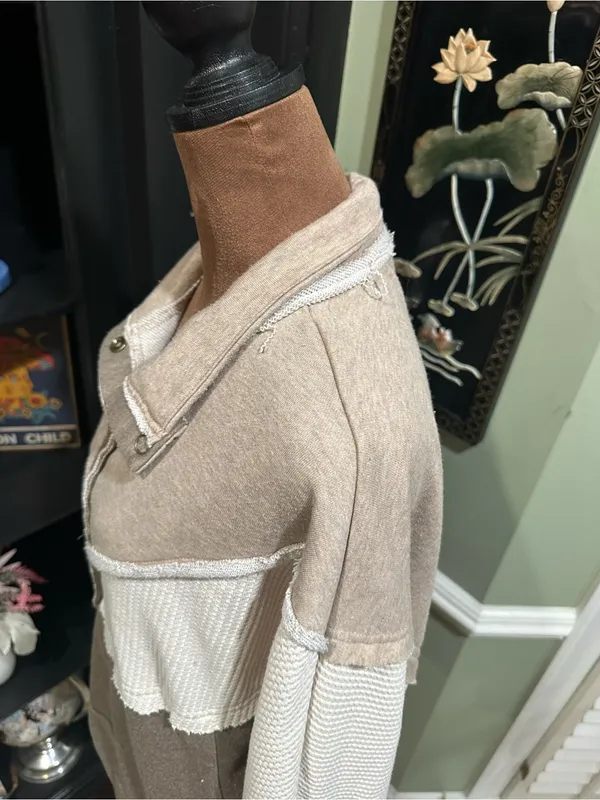 BKE Pieced Henley Pullover – Heathered Waffle Knit – Size Medium - Image 8