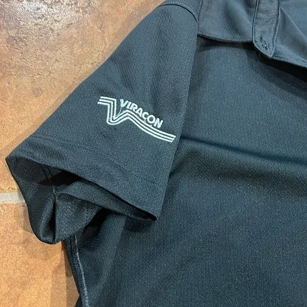 Nike Golf Polo Shirt Womens Black Dri-FIT Viracon Logo L 12-14‎ - Image 3