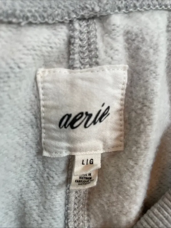 AERIE Fleece Corset Jogger Zip Front Sweatpants in Heather Gray Size L - Image 8