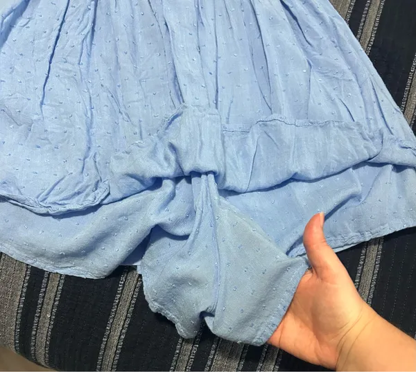 Light Blue Puff Sleeve Romper Dress - Image 3