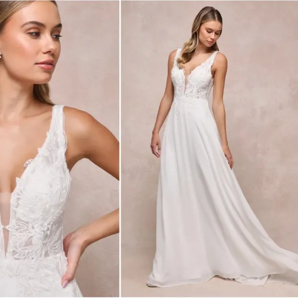 LULUS Bridal Wedding Elegant Sophisticated Floral Sexy Mermaid Gown - Image 2