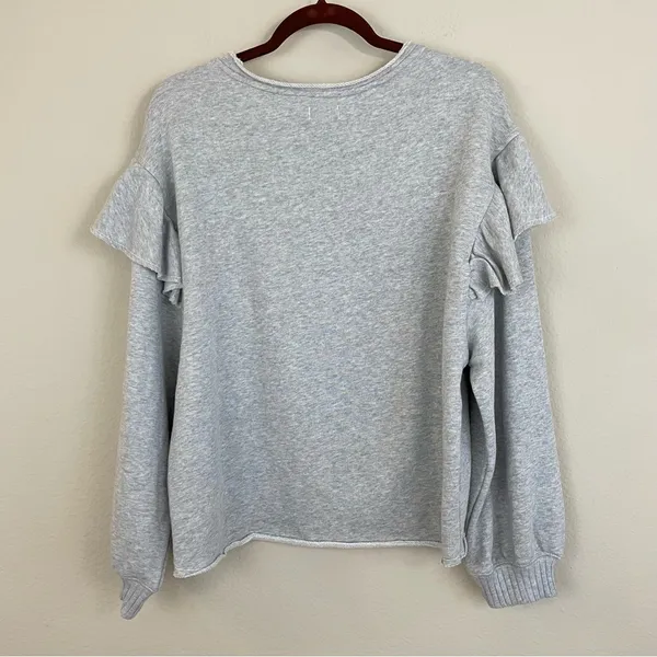 Aerie Ruffle Sleeve Sweatshirt Medium Heather Gray Size XS‎ - Image 7
