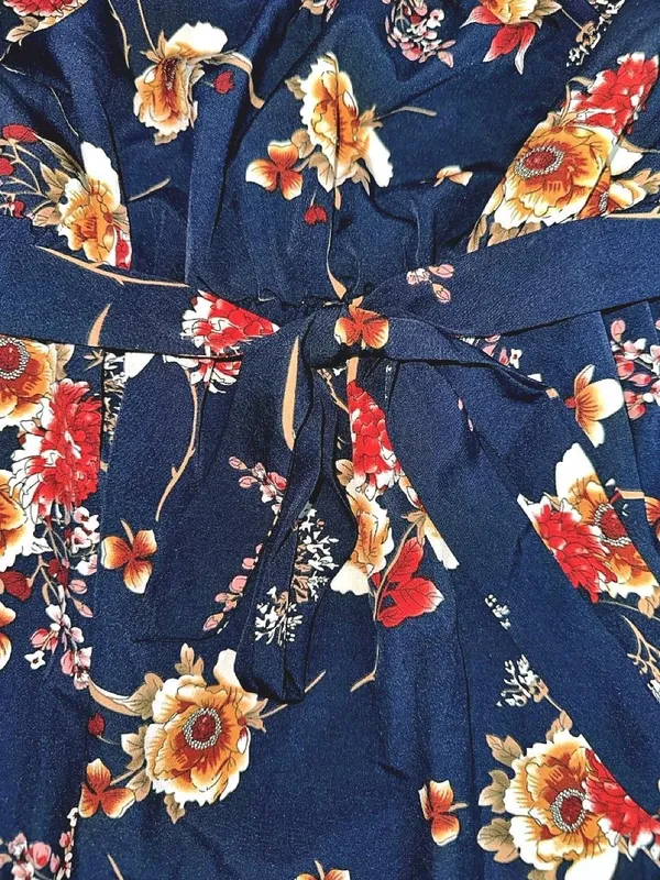 SheIn Maternity Navy Floral Spaghetti-Strap Sun Dress - Image 2