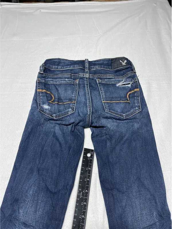 American Eagle Dark Wash Distressed Skinny Jeans Size 00 Regular - Image 2