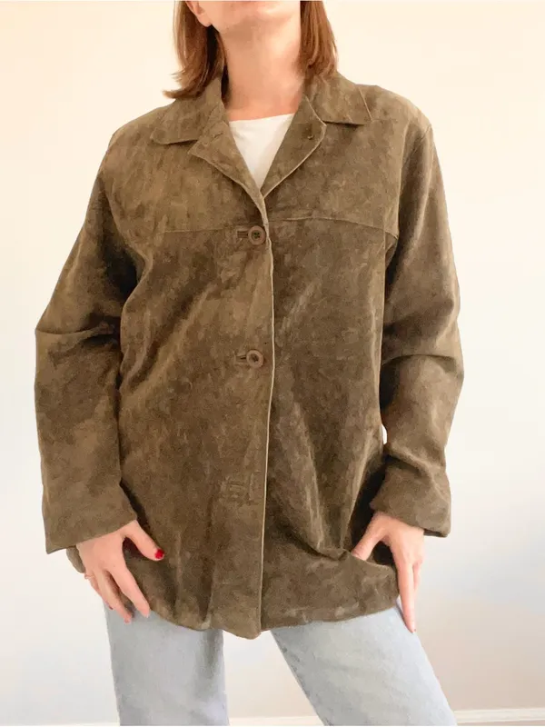 Vintage Relaxed Olive Leather Button - Image 4