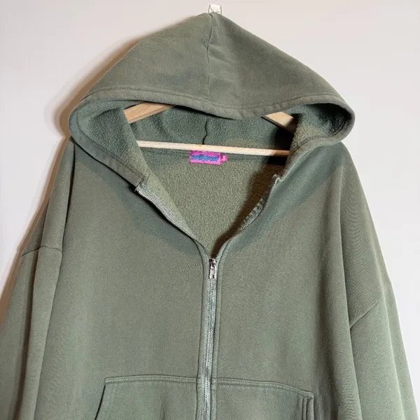 Edikted Nova Oversized Hoodie Full Zip Sweatshirt Womens XS/S Olive Green Lounge - Image 8