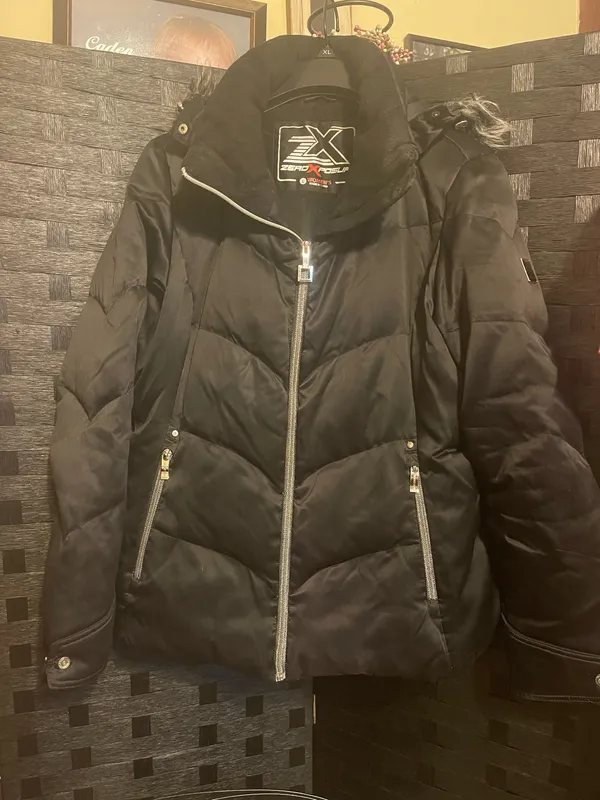 ZeroXposur Jacket Womens Size Lg Black Puffer Down Lined Full Zip w/hood - Image 2