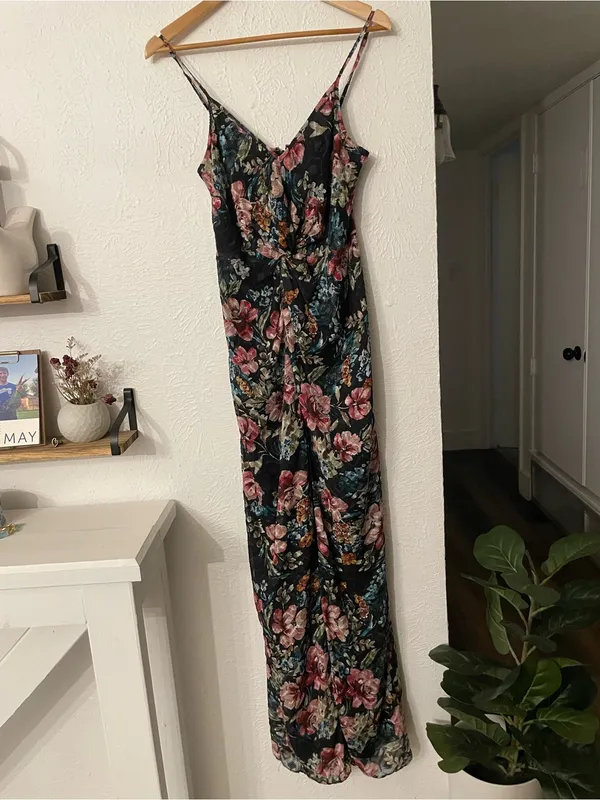 Amanda Uprichard Ellie Black Floral Maxi Gown Dress Multicolor Blossoms Small - Image 4
