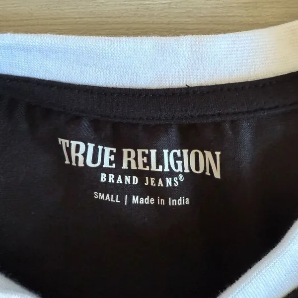 True Religion Ringer Baby Tee with Crystal Logo Black Small NWOT - Image 6