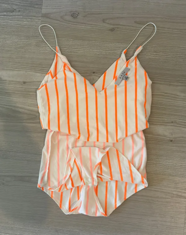 Orange & White Striped Bodysuit - Image 2