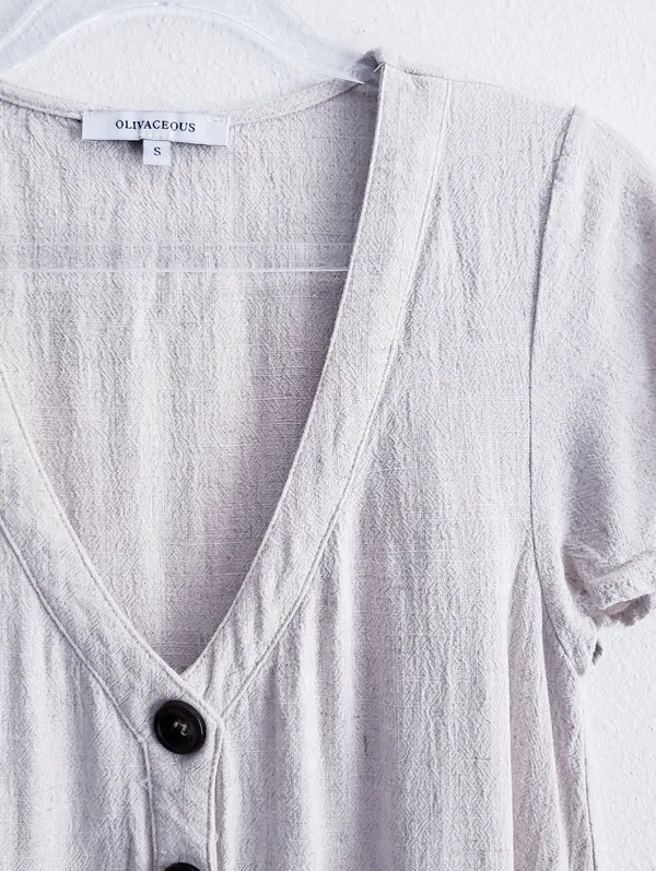 Olivaceous Button Down Ruffle Mini Bohemian Dress - Image 4