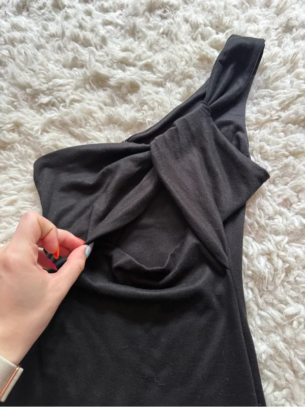 Windsor One-Shoulder Black Cocktail Dress - Image 2
