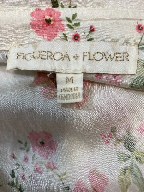 Floral Button-Front Midi Dress in Cream and Pink Size M - Image 10
