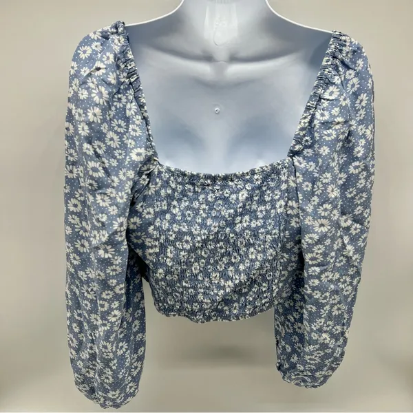 Wild Fable White Puff Sleeve Crop Blouse - Image 6