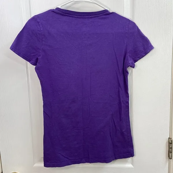Vintage Aeropostale purple lace embroidered‎ scoop neck cotton y2k casual tshirt - Image 8
