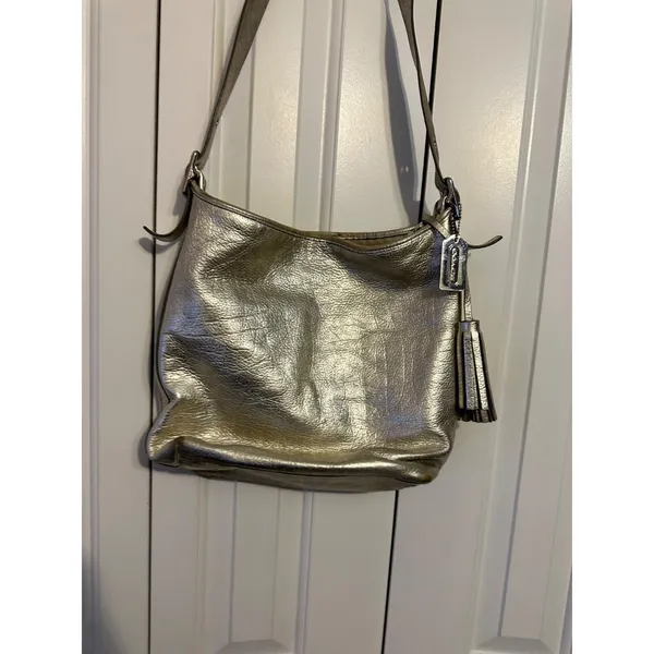 Coach silver‎ leather purse with tassles - Image 3