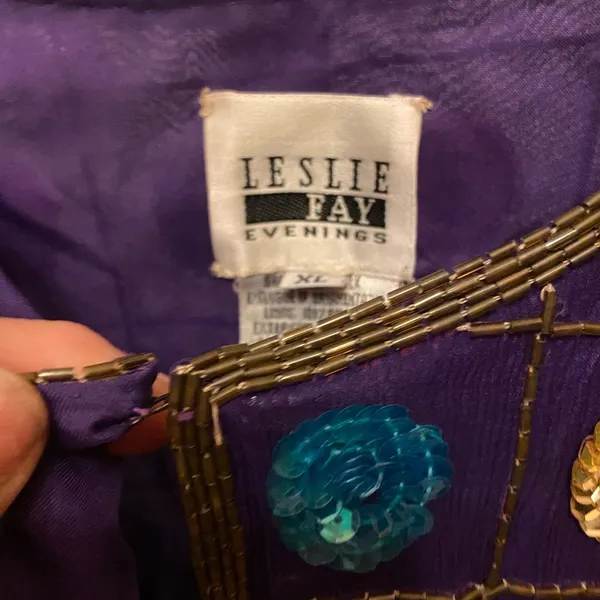 Vintage LESLIE FAY SEQUIN AND BEADED EVENING JACKET SIZE XL - Image 8