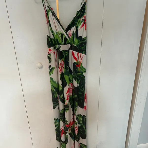 Tropical Floral Maxi Dress Green Size XL - Image 3