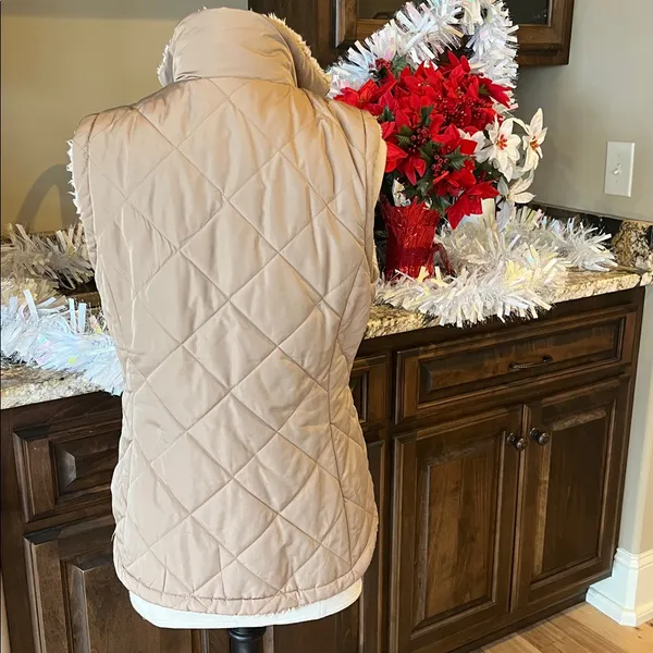 Puffer Vest Tan Reversible Frosted Sherpa Zip Ski Jacket Womens S Free Country - Image 12