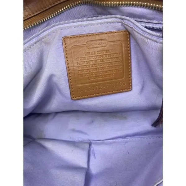 COACH Large White Brown Leather Shoulder Bag - Image 7