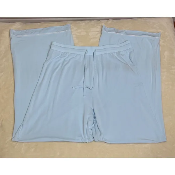 NWOT Comfrt Luna Lounge Pants XL Sky Baby Blue Wide‎ Straight Leg Drawstring - Image 7