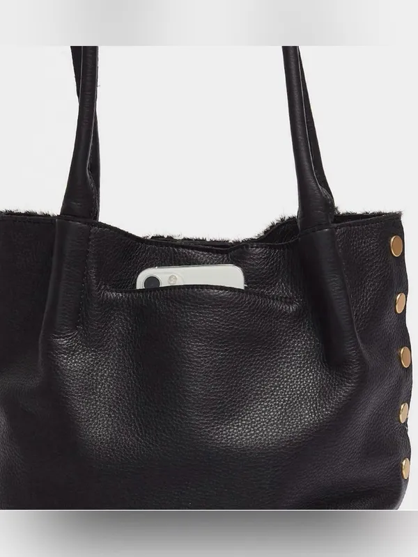 Hammitt Oliver Medium Dapple Calf Hair Leather Tote Black White Studded - Image 7
