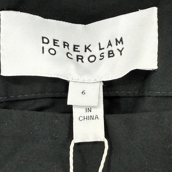 Derek Lam 10 Crosby Mini Dress Size 6‎ Black Long Sleeve Smocked Ruffle Cotton - Image 5