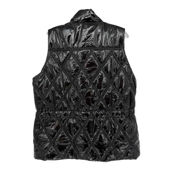 Michael Kors Quilted Puffer Vest Women Large Black Shiny Streetwear Luxe Winter - Image 10