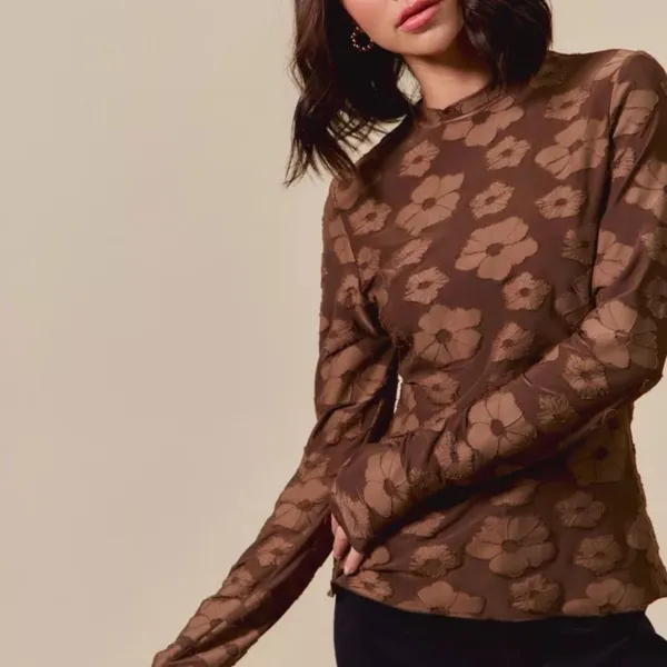 SO ME Stretched Jacquard Casual Tops‎ with Thumb Opening - Image 5