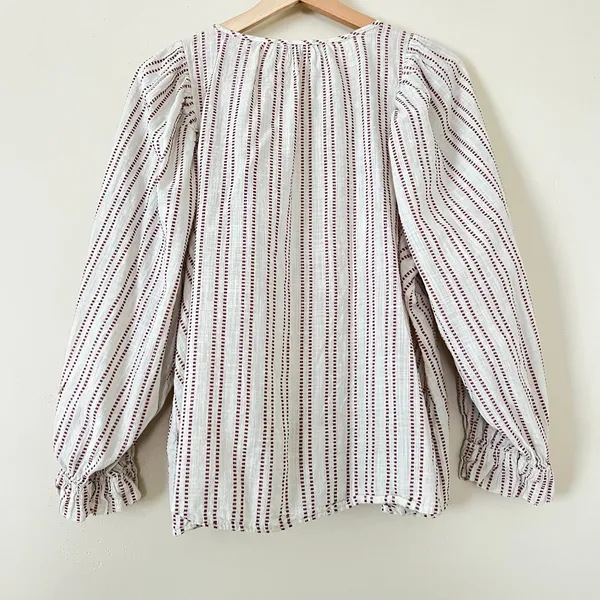 Elizabeth & James Peasant Sleeve Women's Blouse Top‎ Shirt Pintuck Embroidery - Image 5