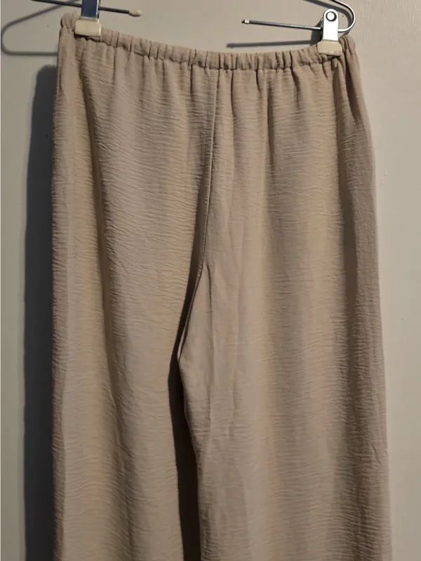Women's Wide-Leg Drawstring Pants in Light Beige - Image 13