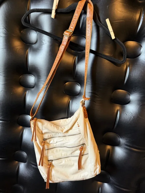 💋💋💋3 for 12$💋💋💋Women's Bueno CreamCrossbody Bag with Brown Tassel Accents - Image 2