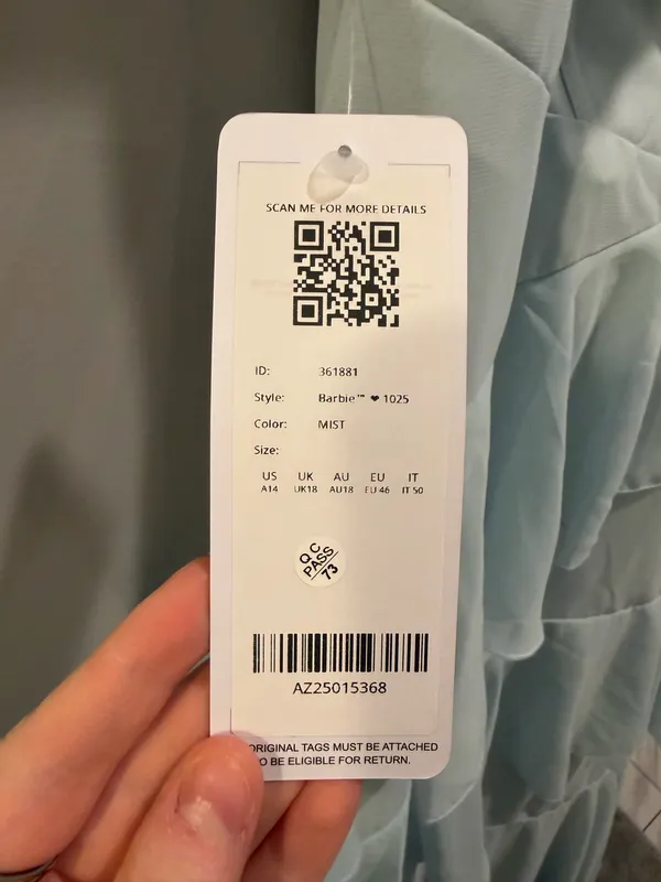 NWT Azazie X Barbie 1025 A-Line Sweetheart Neckline Chiffon Ruffle Detail Maxi Dress Mist Blue - Image 8