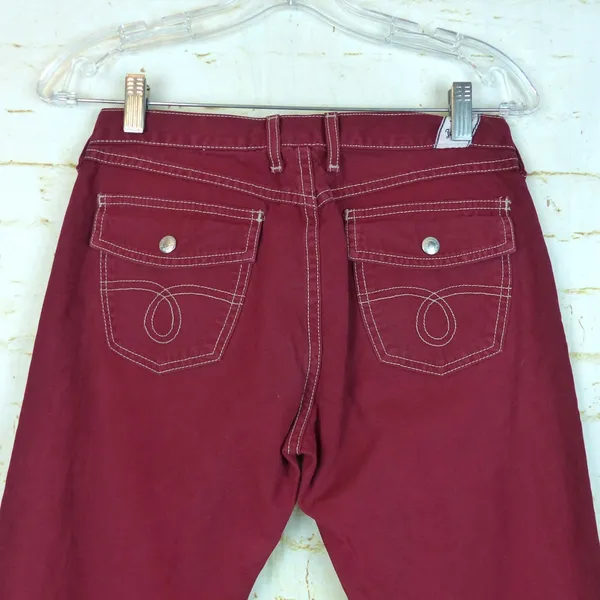 Lucky Brand Snapper Jean Womens 4 27 Burgundy USA Flare Low Rise Y2K F1RG020 - Image 10
