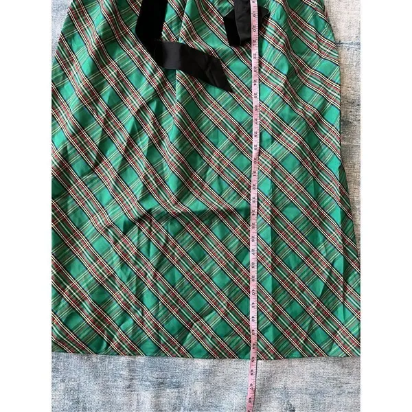 NWT! INC International Concepts Green Red Metallic Plaid Belted Midi Dress Small - Image 8