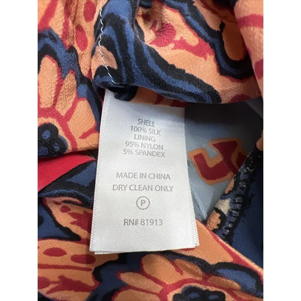 Plenty by Tracy Reese Silk Boho Paisley Mini Dress Blue Orange Tassel Size‎ M - Image 7