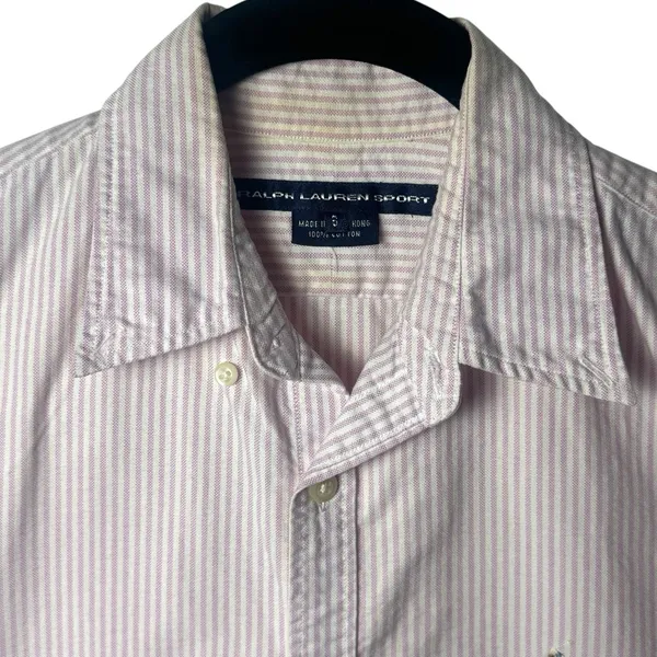 Ralph Lauren Sport 100% Cotton Flesh Pony Pink‎ White Stripe Tank Top Rodeo 6 - Image 4