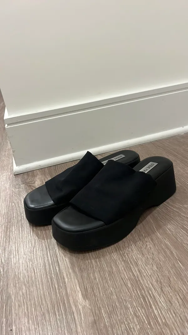 Steve Madden Platform Sandals Black Espadrille - Image 4
