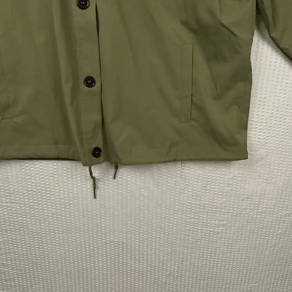 Fashion Olive Green Funnel Neck Button Up Windbreaker Jacket MLZ-2409 Small - Image 5