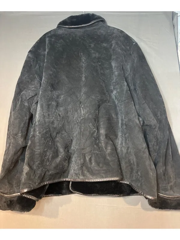 Venezia Womens 26/28 Black Genuine Leather Jacket Plus Size Plush Trim Vintage - Image 9